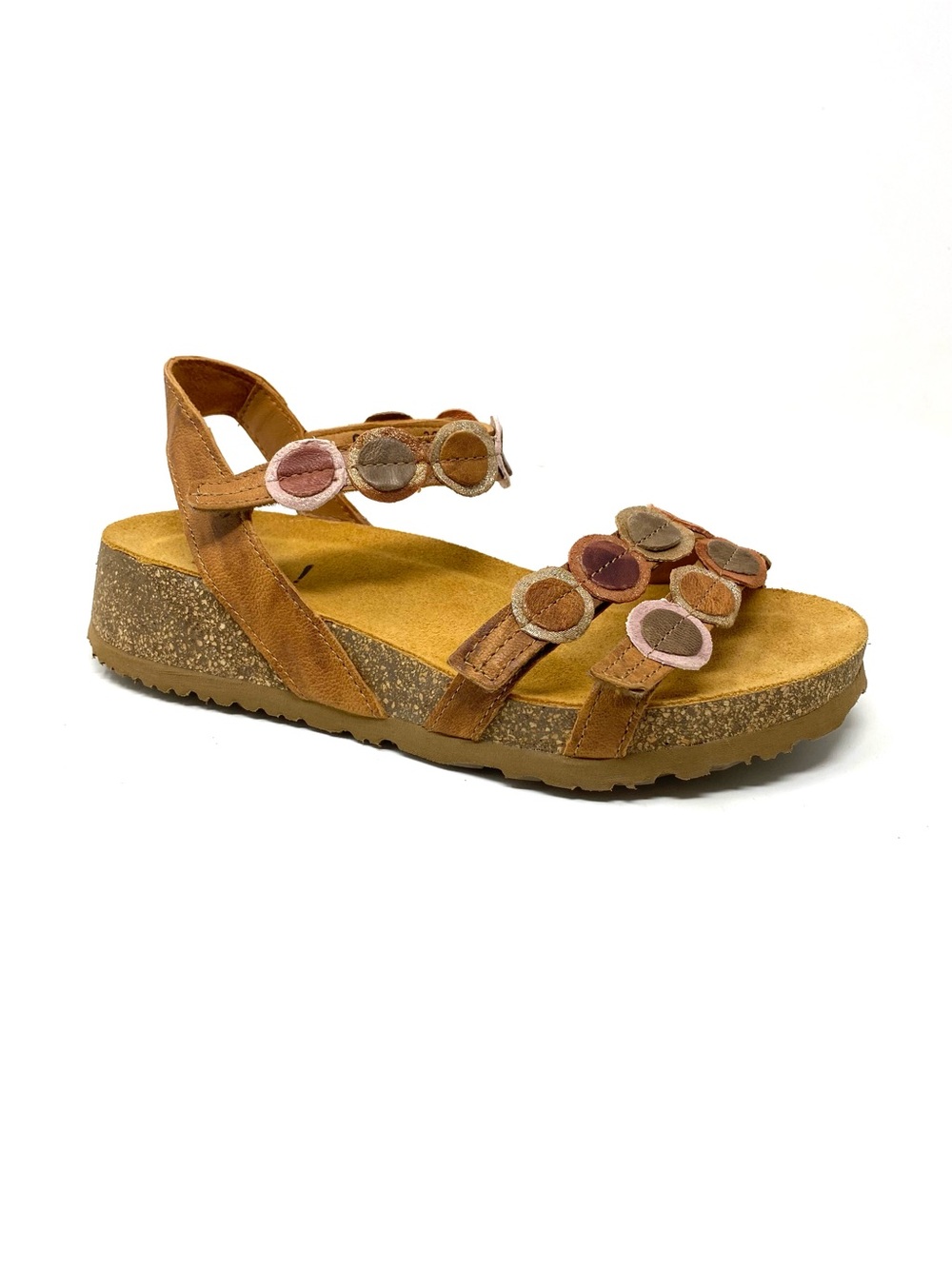 Think! Koak 322 Tan Leather Strappy Sandal 36 NIB Comfort Walking Platform Wedge